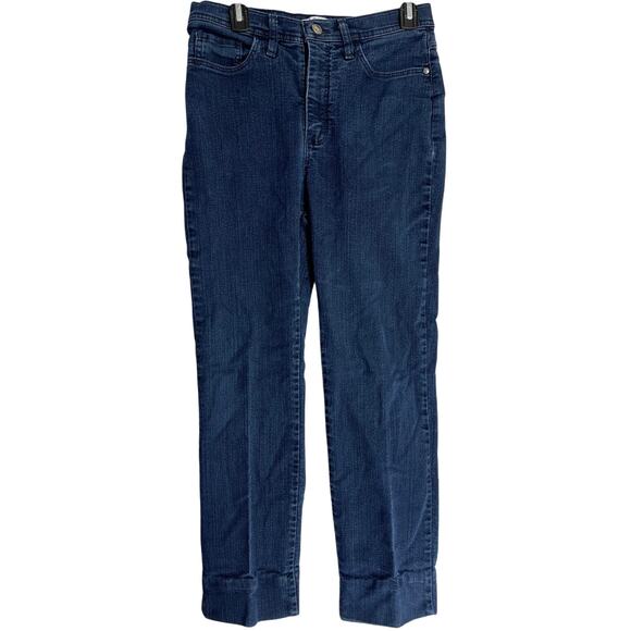 Lee Straight Leg Jeans Womens Size 8 Dark Blue Denim Mid Rise ALTERED HEM - Picture 1 of 6